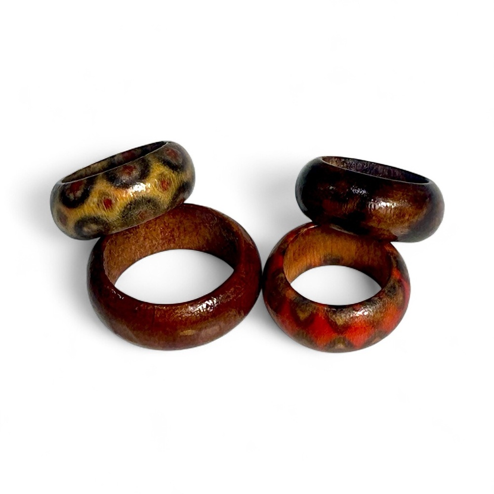 Hand Crafted Multicolor Wooden Rings